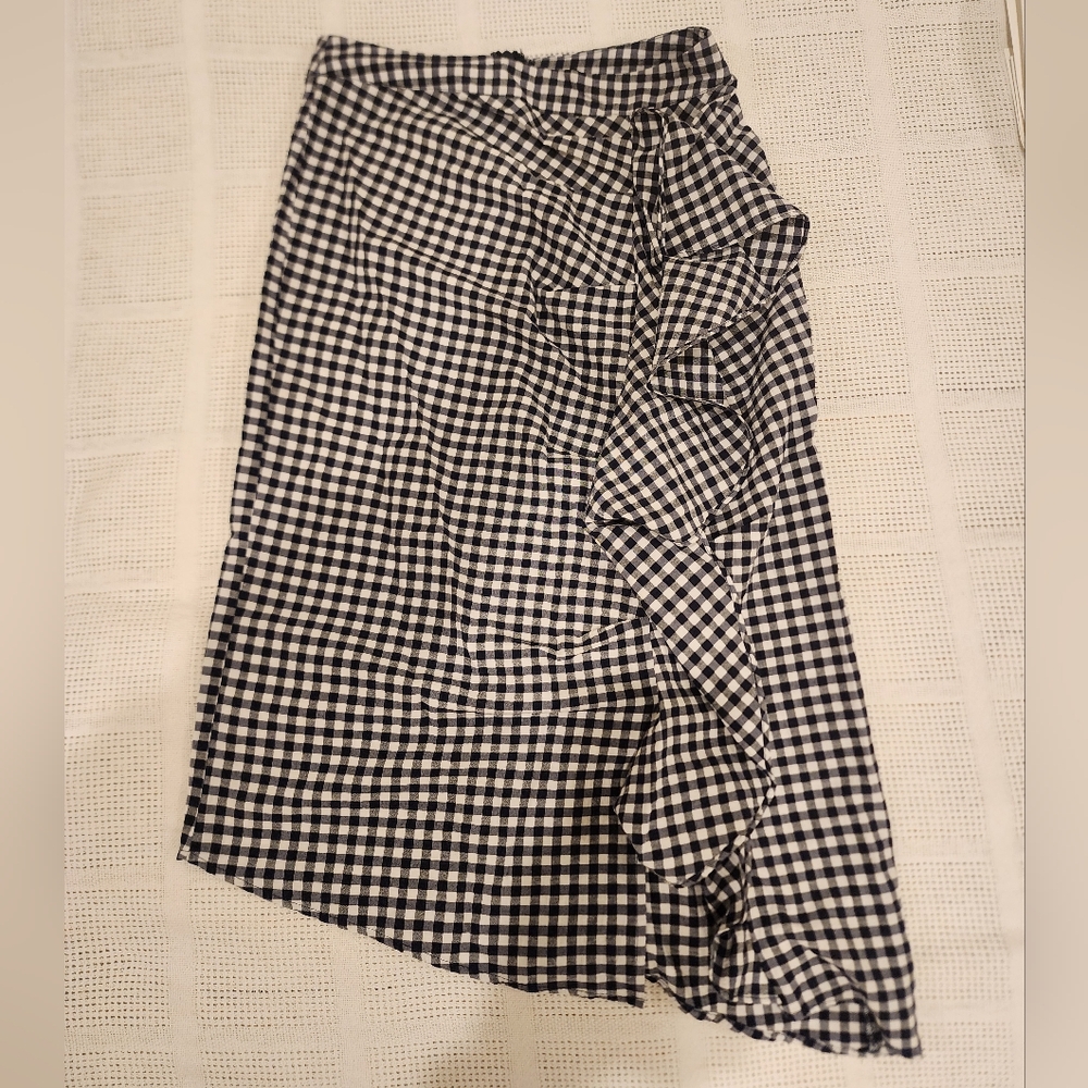 Topshop Gingham Midi Skirt